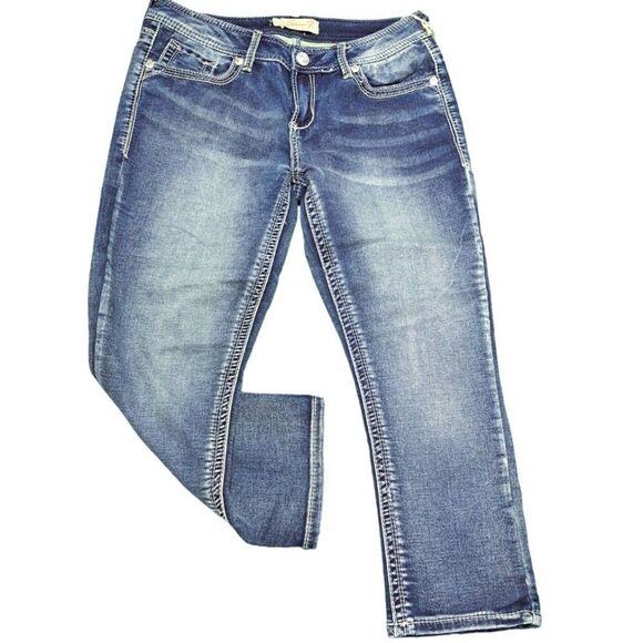 Seven7 Women's Blue Vacation Travel Denim Capri Size 8 - Picture 1 of 8